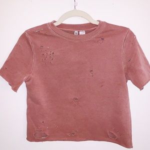 Marron high cut Distressed Top
